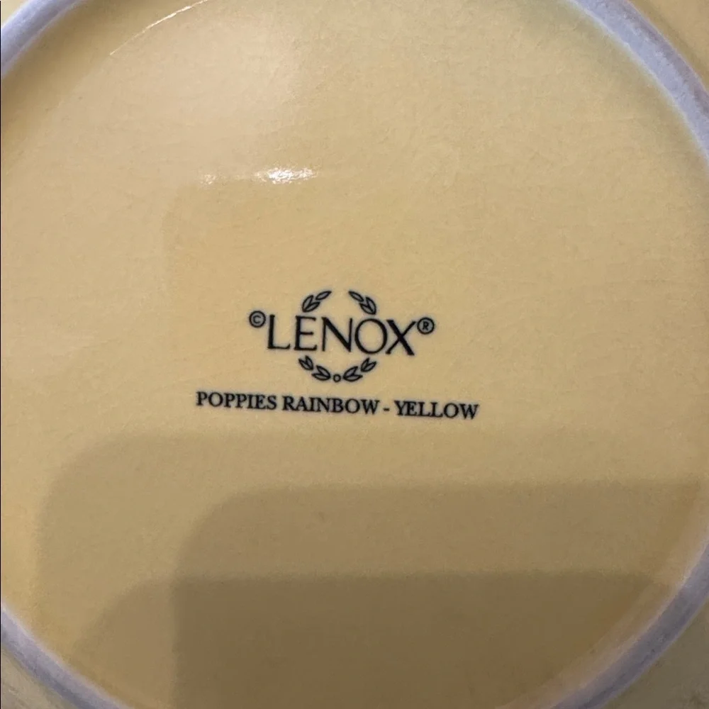 Lenox Poppies Rainbow Yellow Set of 4 Salad Lunch Plates 8.4